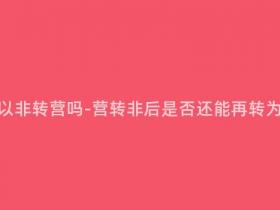 营转非还可以非转营吗-营转非后是否还能再转为营业执照?