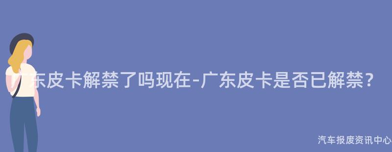 广东皮卡解禁了吗现在-广东皮卡是否已解禁？