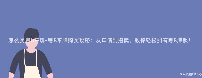 怎么买粤b车牌-粤B车牌购买攻略：从申请到拍卖，教你轻松拥有粤B牌照！