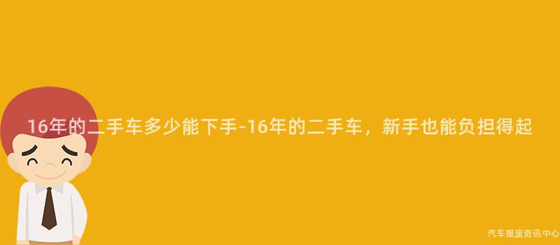 16年的二手车多少能下手-16年的二手车，新手也能负担得起
