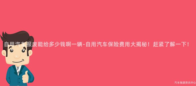 自用汽车报废能给多少钱啊一辆-自用汽车保险费用大揭秘！赶紧了解一下！