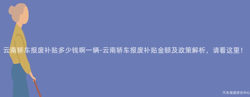 云南轿车报废补贴多少钱啊一辆-云南轿车报废补贴金额及政策解析，请看这里！