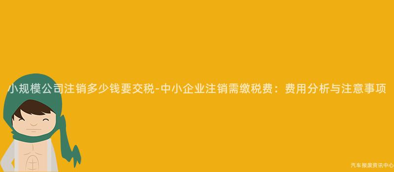 小规模公司注销多少钱要交税-中小企业注销需缴税费：费用分析与注意事项
