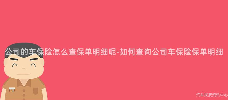 公司的车保险怎么查保单明细呢-如何查询公司车保险保单明细