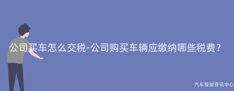 公司买车怎么交税-公司购买车辆应缴纳哪些税费？