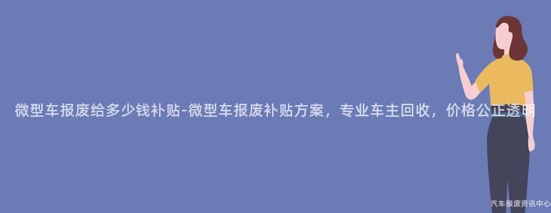 微型车报废给多少钱补贴-微型车报废补贴方案，专业车主回收，价格公正透明