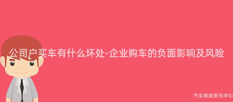 公司户买车有什么坏处-企业购车的负面影响及风险