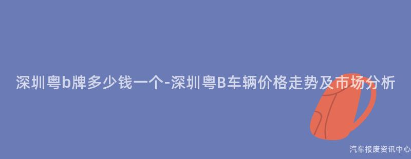 深圳粤b牌多少钱一个-深圳粤B车辆价格走势及市场分析