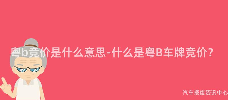 粤b竞价是什么意思-什么是粤B车牌竞价？