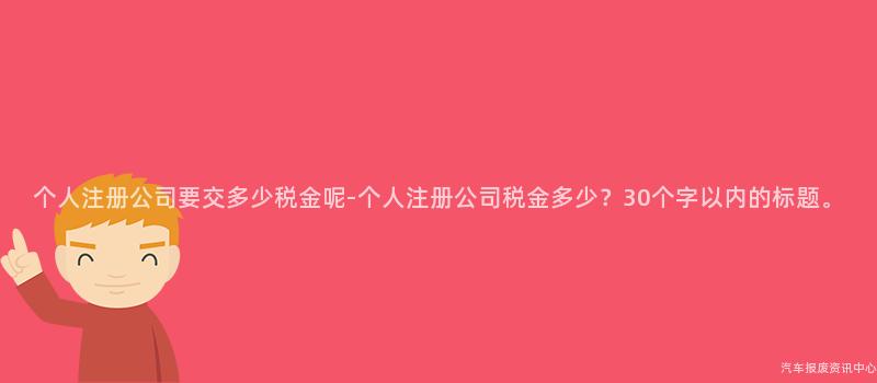 个人注册公司要交多少税金呢-个人注册公司税金多少？30个字以内的标题。