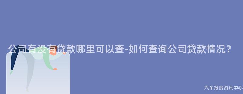 公司有没有贷款哪里可以查-如何查询公司贷款情况？