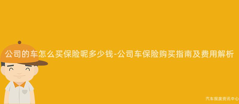 公司的车怎么买保险呢多少钱-公司车保险购买指南及费用解析