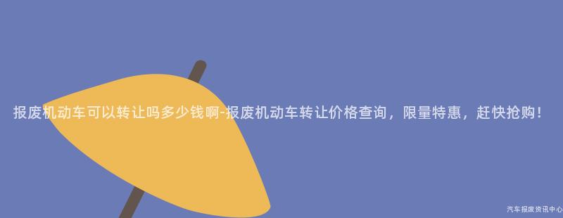 报废机动车可以转让吗多少钱啊-报废机动车转让价格查询，限量特惠，赶快抢购！