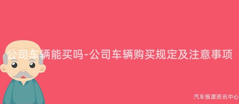公司车辆能买吗-公司车辆购买规定及注意事项