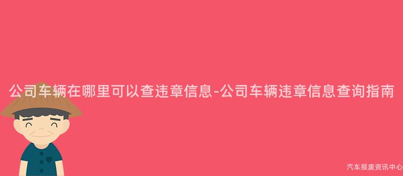 公司车辆在哪里可以查违章信息-公司车辆违章信息查询指南