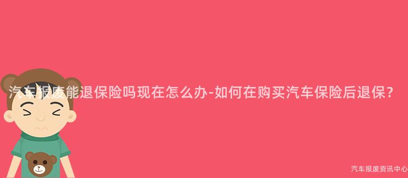 汽车报废能退保险吗现在怎么办-如何在购买汽车保险后退保？