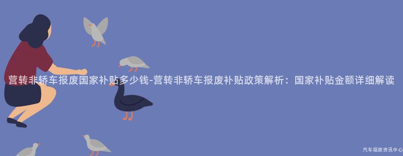 营转非轿车报废国家补贴多少钱-营转非轿车报废补贴政策解析：国家补贴金额详细解读