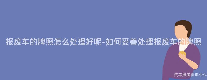 报废车的牌照怎么处理好呢-如何妥善处理报废车的牌照