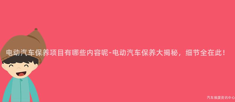 电动汽车保养项目有哪些内容呢-电动汽车保养大揭秘，细节全在此！