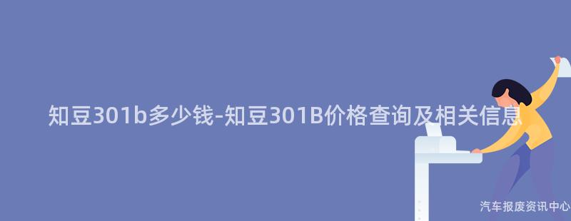 知豆301b多少钱-知豆301B价格查询及相关信息
